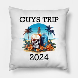 Tropical Vacation - Guys Trip 2024 (Black Lettering) Pillow