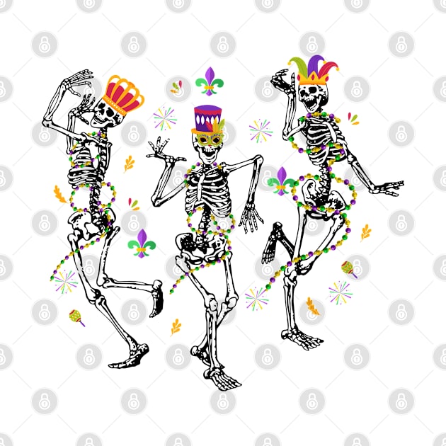 Mardi Gras Dancing Skeletons by JanaeLarson