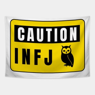 Caution sign infj owl Tapestry