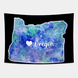 Oregon state map USA heart watercolor blue watercolour Tapestry