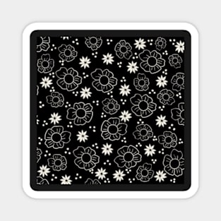 Botanical Black and White Pattern Magnet