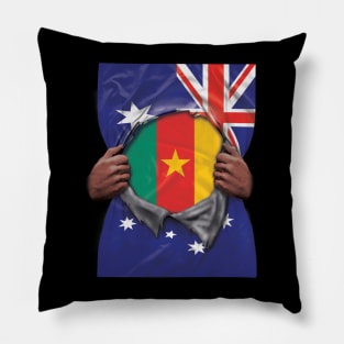 Cameroon Flag Australian Flag Ripped - Gift for Cameroonian From Cameroon Pillow