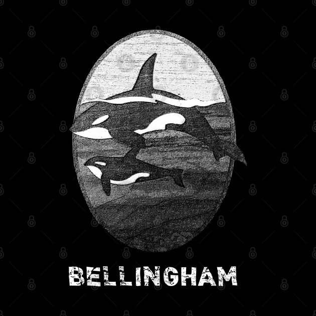 Bellingham WA Orca Whales Sea Pandas Vintage Design Souvenir by Pine Hill Goods