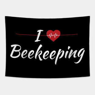 I Love Beekeeping Cute Red Heart Tapestry
