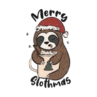 Retro Christmas Merry Slothmas T-Shirt