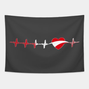 Austrian heartbeat flag heart Tapestry