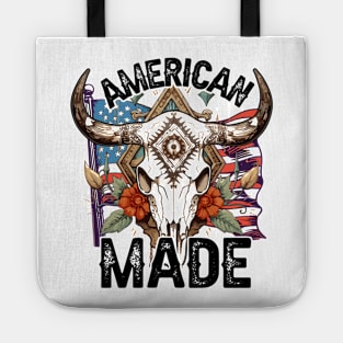 "American Made" American Flag & Bull Skull Tote