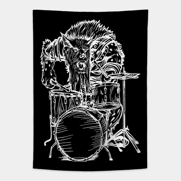 SEEMBO Beast Playing Drums Drummer Drumming Musician Band Tapestry by SEEMBO