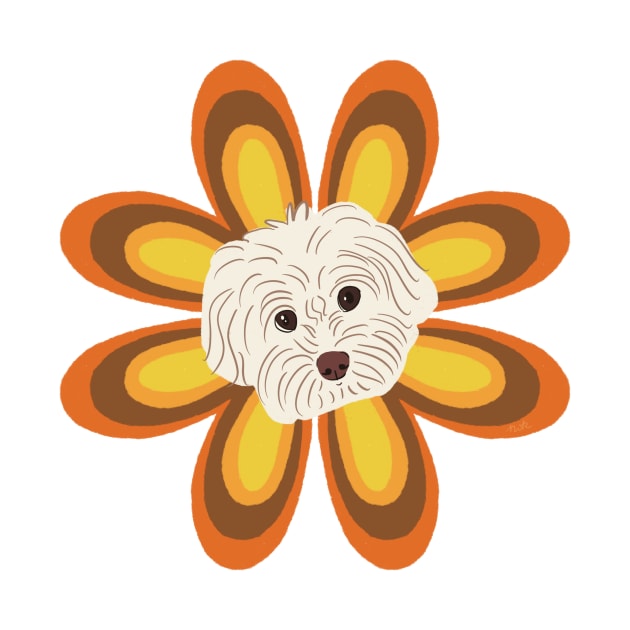 Retro Flower Maltipoo Dog by PatternbyNOK