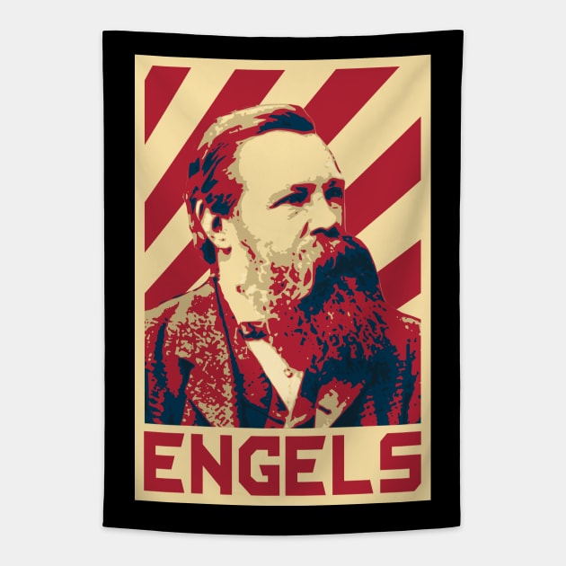 Friedrich Engels Retro Tapestry by Nerd_art