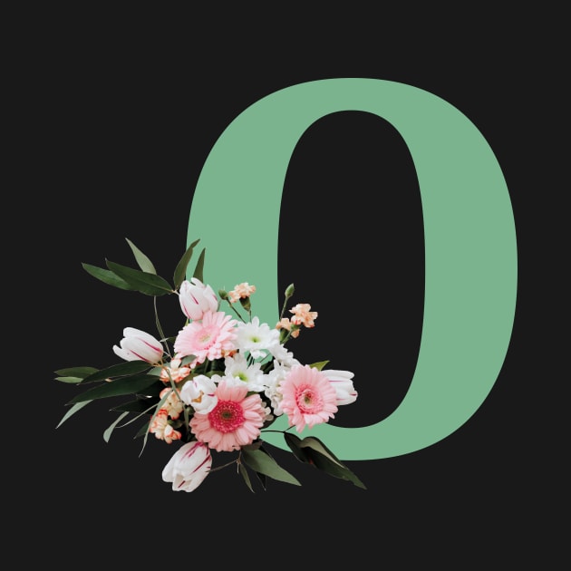 Letter O green with colorful flowers by ColorsHappiness