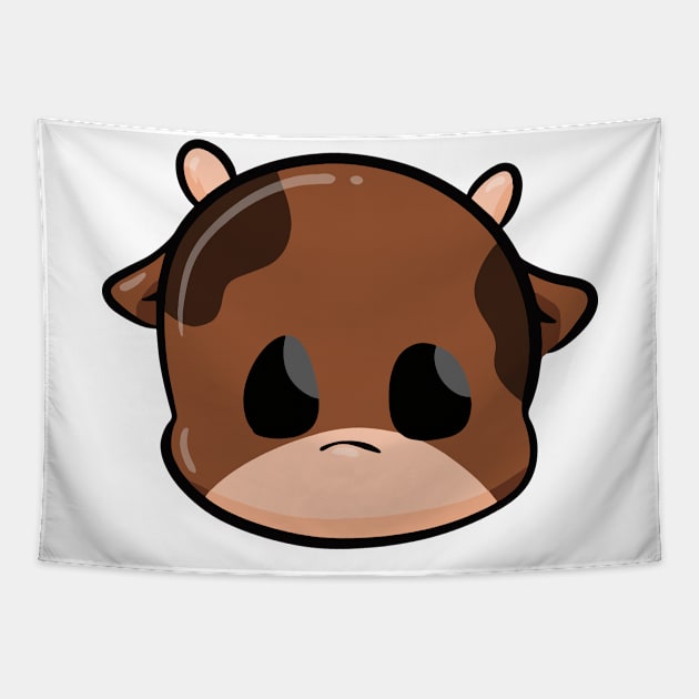 vector illustration of a brown cow's head(tee) Tapestry by fandi.creations