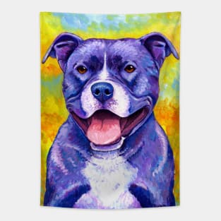 Peppy Purple Pitbull Terrier Dog Tapestry