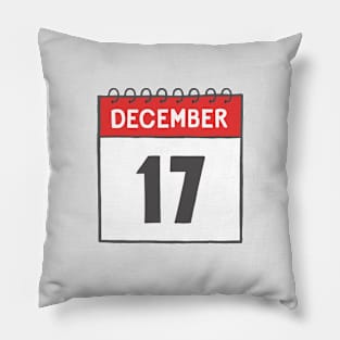 December 17th Daily Calendar Page Illustration Pillow