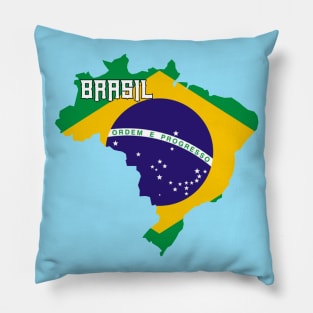 Brazil flag & map Pillow