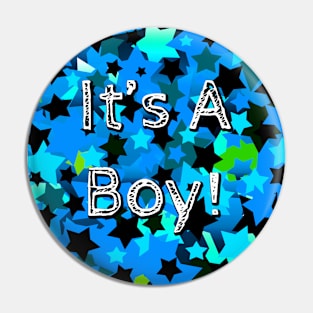 It's A Boy! Light Blue Stars Pin