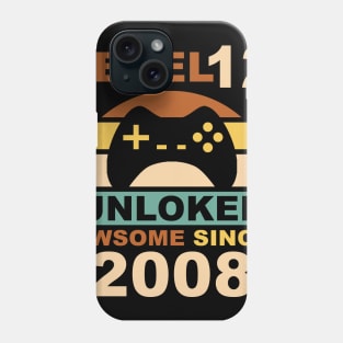 Level 12 Unlocked Awesome Since 2008 12yr Birthday Gamer Phone Case