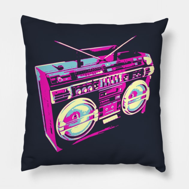 80s Boombox Pop Art Pillow by Nerd_art