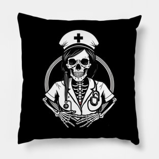 Skeleton nurse practitioner registered nurse halloween design Pillow