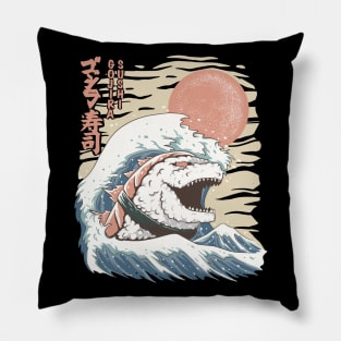 godzilla sushi off kanagawa Pillow