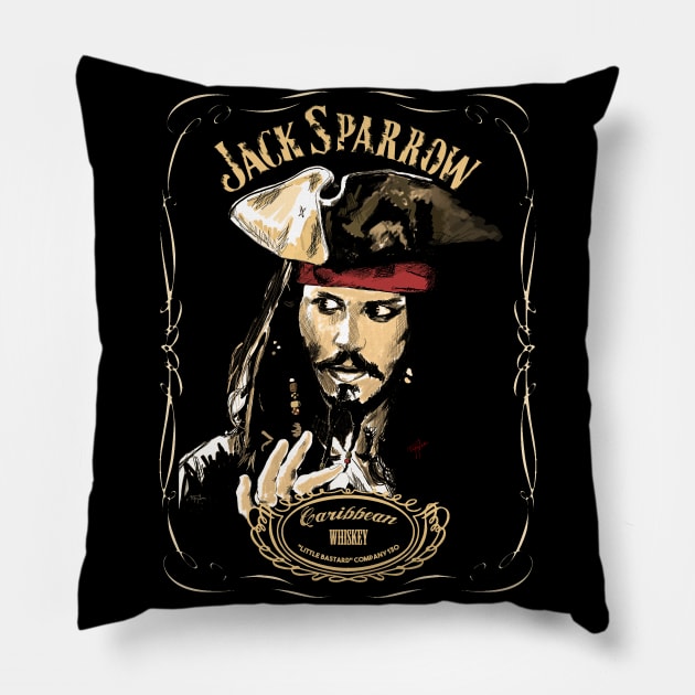 Jack Whiskey Pillow by LittleBastard