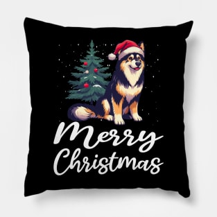 Merry Christmas Shepsky Husky Mix Pillow