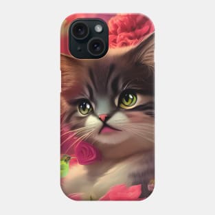 Cute little kitten with birds Phone Case