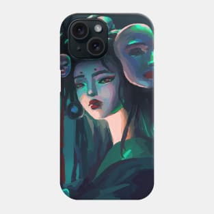 Japanese Geisha Girl Cyberpunk anime art Phone Case