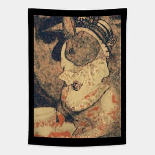 Vintage Rabbit Tea Party Tapestry