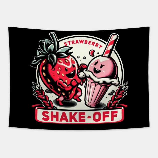 "Strawberry Shake Off" Strawberry Shake Tapestry by SimpliPrinter