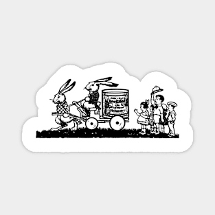easter funny bunnies with kids retro aesthetic Magnet