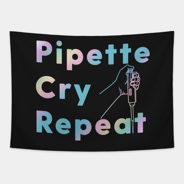 PCR Pipette Cry Repeat Holographic Tapestry by labstud