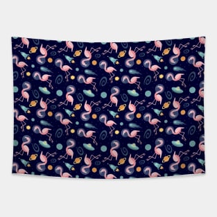 Flamingos in Space Tapestry