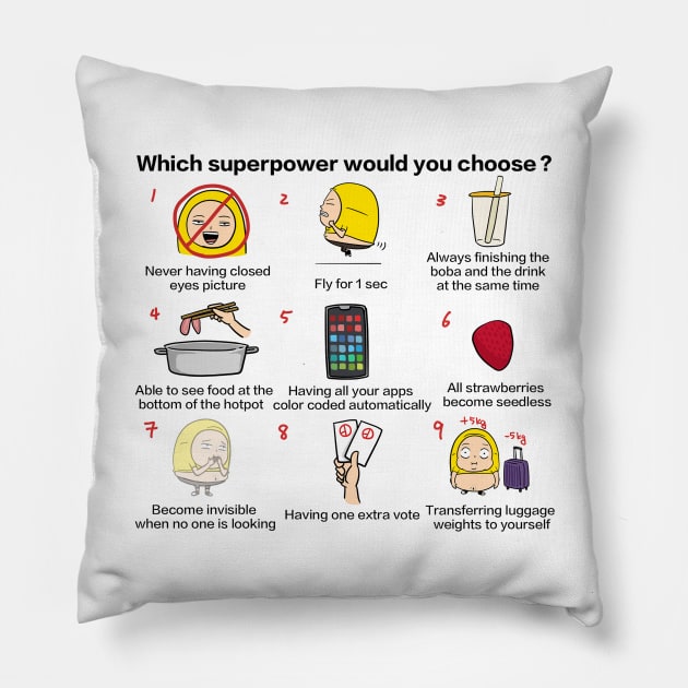 Superpowers Pillow by Shaogao