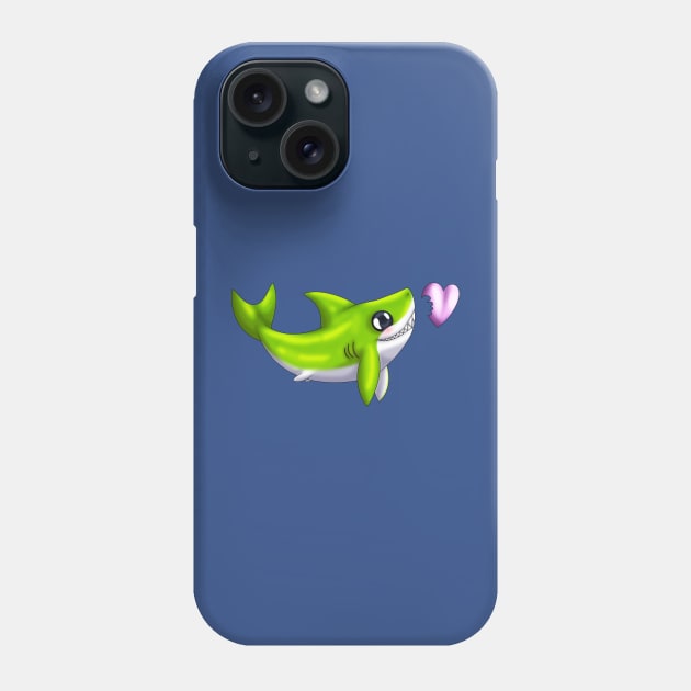 Shark Bites! (Green) Phone Case by spyroid101