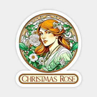 Art Nouveau Christmas Rose Woman Magnet