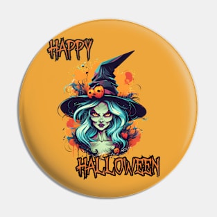 Spooky Witch Happy Halloween Pin