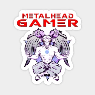 Metalhead Gamer Baphomet Meditate Red Magnet