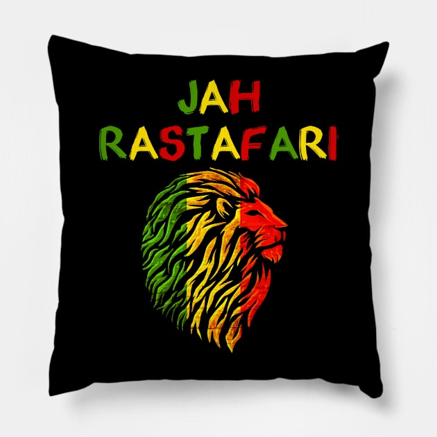 Jah Rastafarian, Lion Jamaica Pillow by tman4life