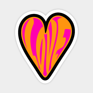 Hippie Style Love Heart, Orange and Pink Magnet