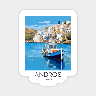 A Pop Art Travel Print of Chora Andros Island - Greece Magnet