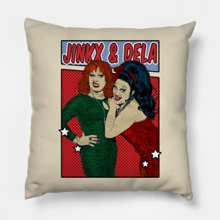 Jinkx and Dela Holiday Pop Art Comic Style Pillow