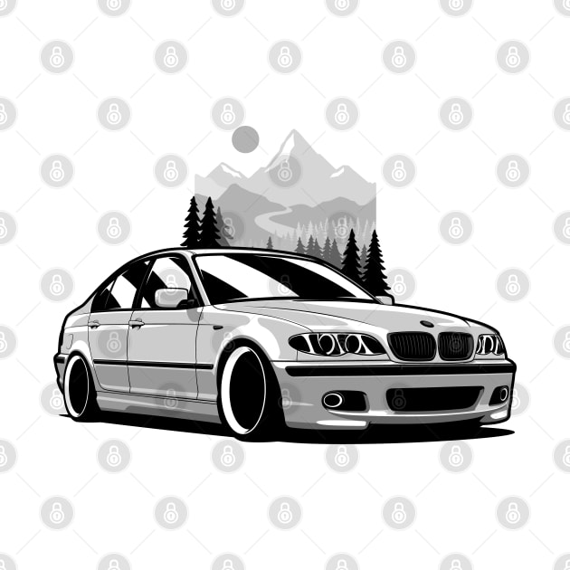 White E46 Sedan Mountains by KaroCars