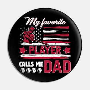 Tee Ball Dad Shirts For Men Funny Fathers Day Favorite Player Calls Me Dad USA Flag Pin