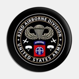 82nd Airborne Division - Parachutist Wings Circle - Veterans Day Gift Pin