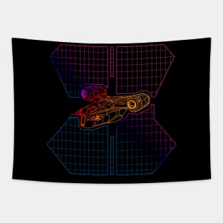 Retro galaxy space ship Tapestry