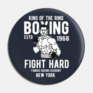 King of ring boxing estd 1968 fight hard famous boxing academy New York Pin