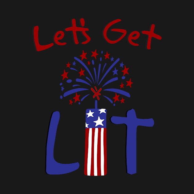 Let's Get Lit 4th Of July With Fireworks Funny Gift by Ramadangonim