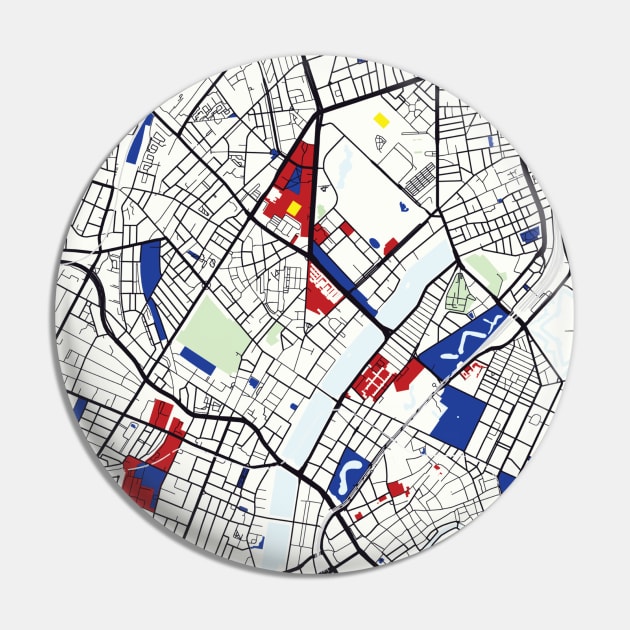 Copenhagen (Denmark) Map x Piet Mondrian Pin by notalizard