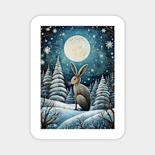 Moonlit Reverie: The Hare's Serenity Magnet